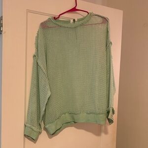 POL Mint Green Mesh Sweater